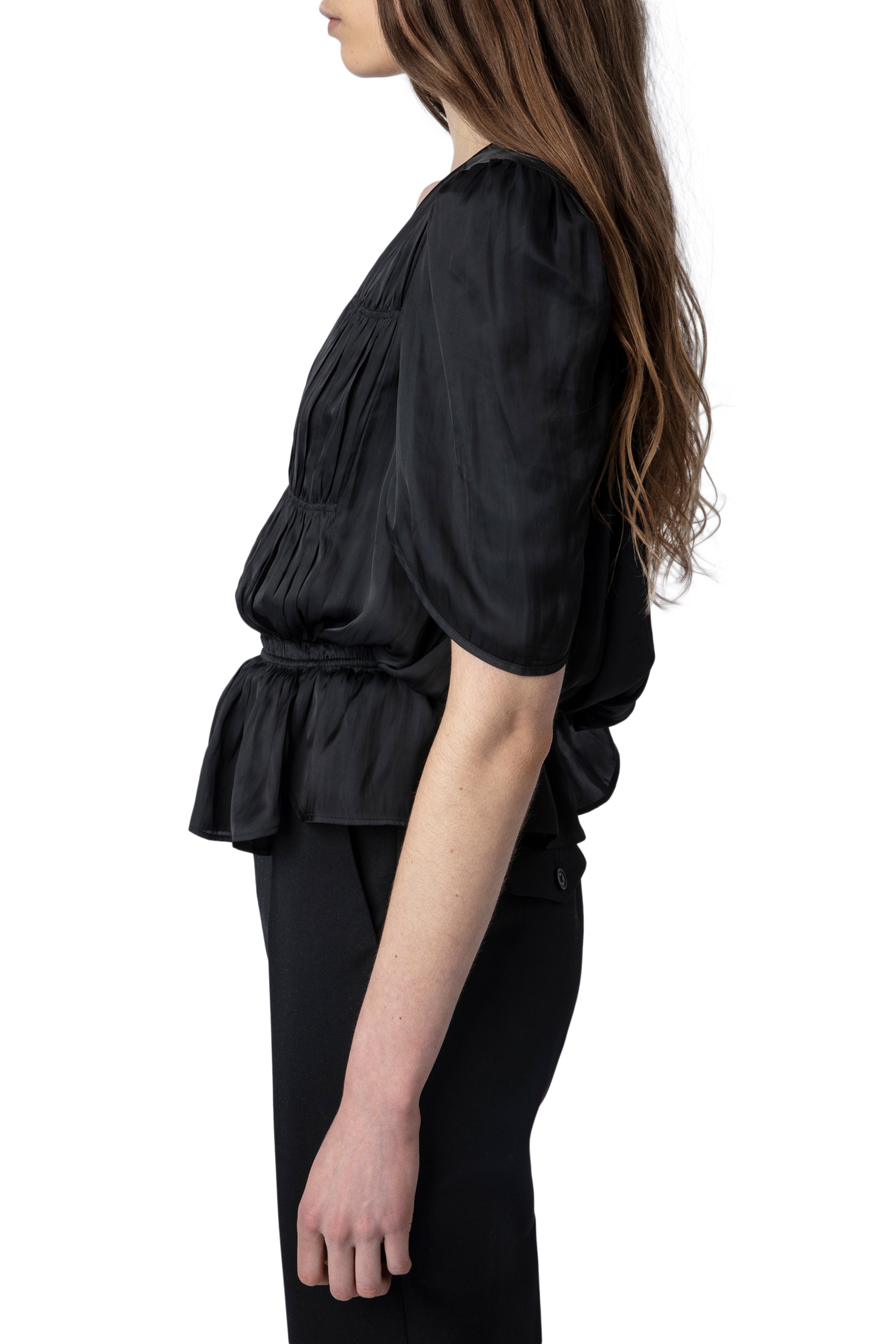 Top Tyoko en satin - Noir