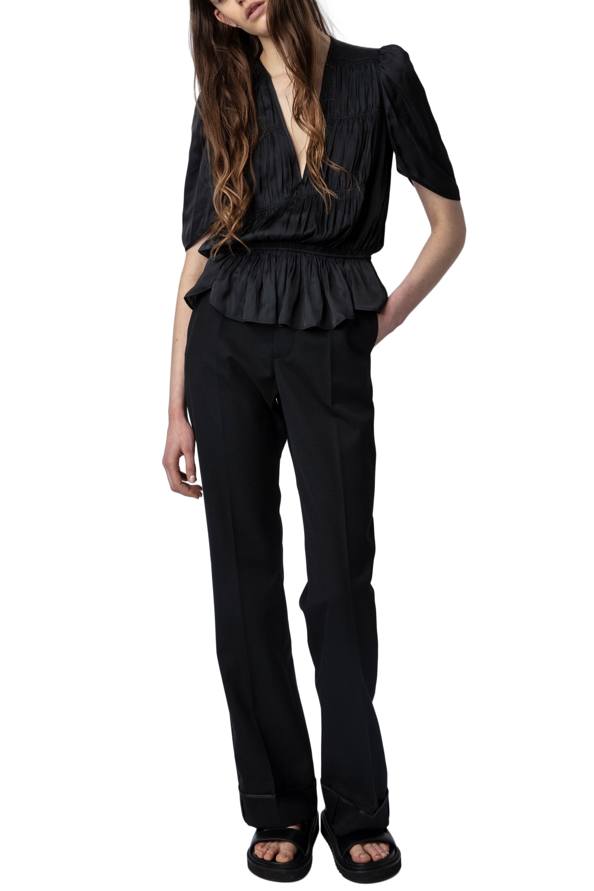 Top Tyoko en satin - Noir