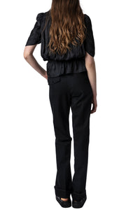 Top Tyoko en satin - Noir