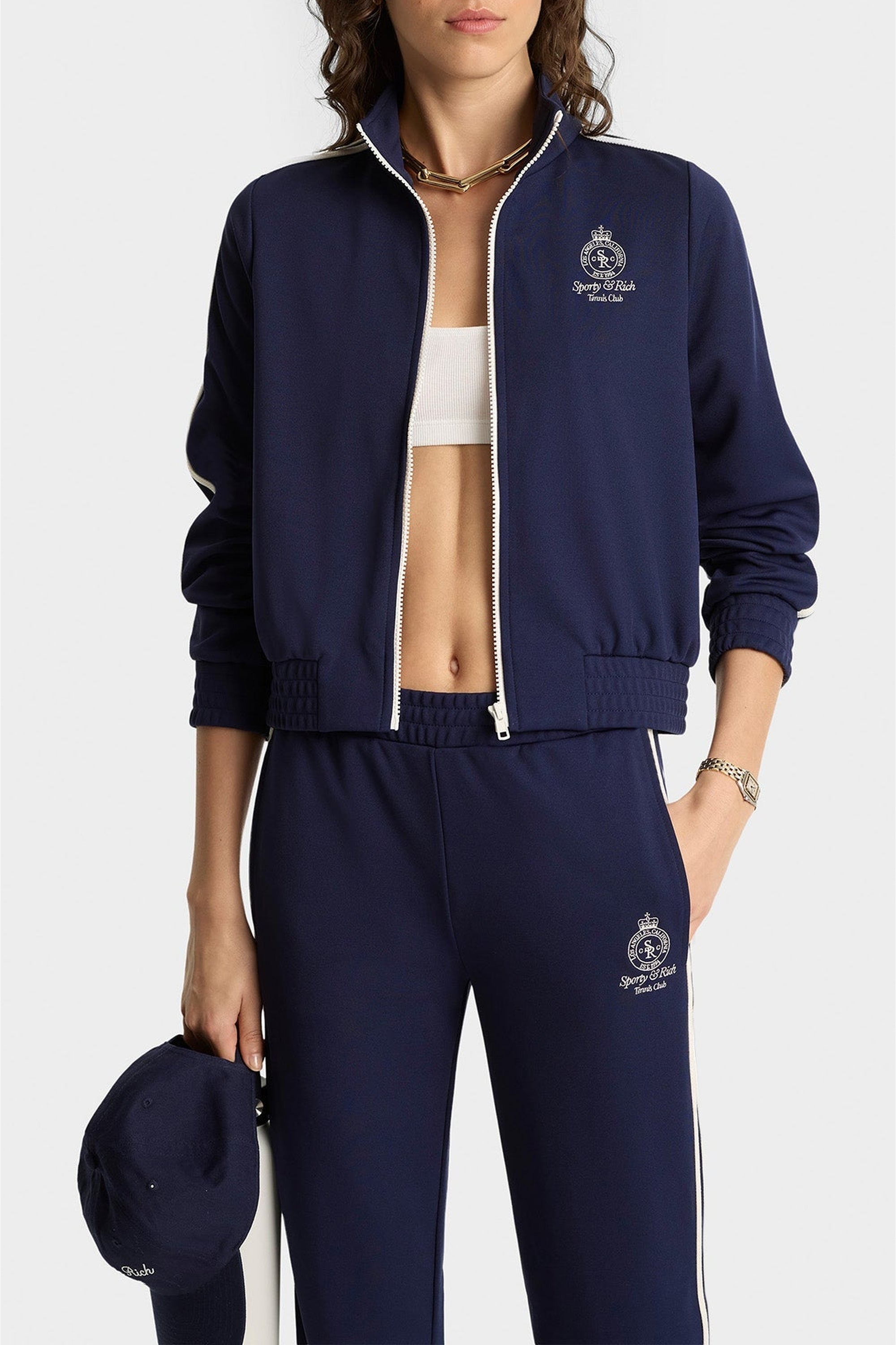 Gilet à rayures zippé - Dark Navy