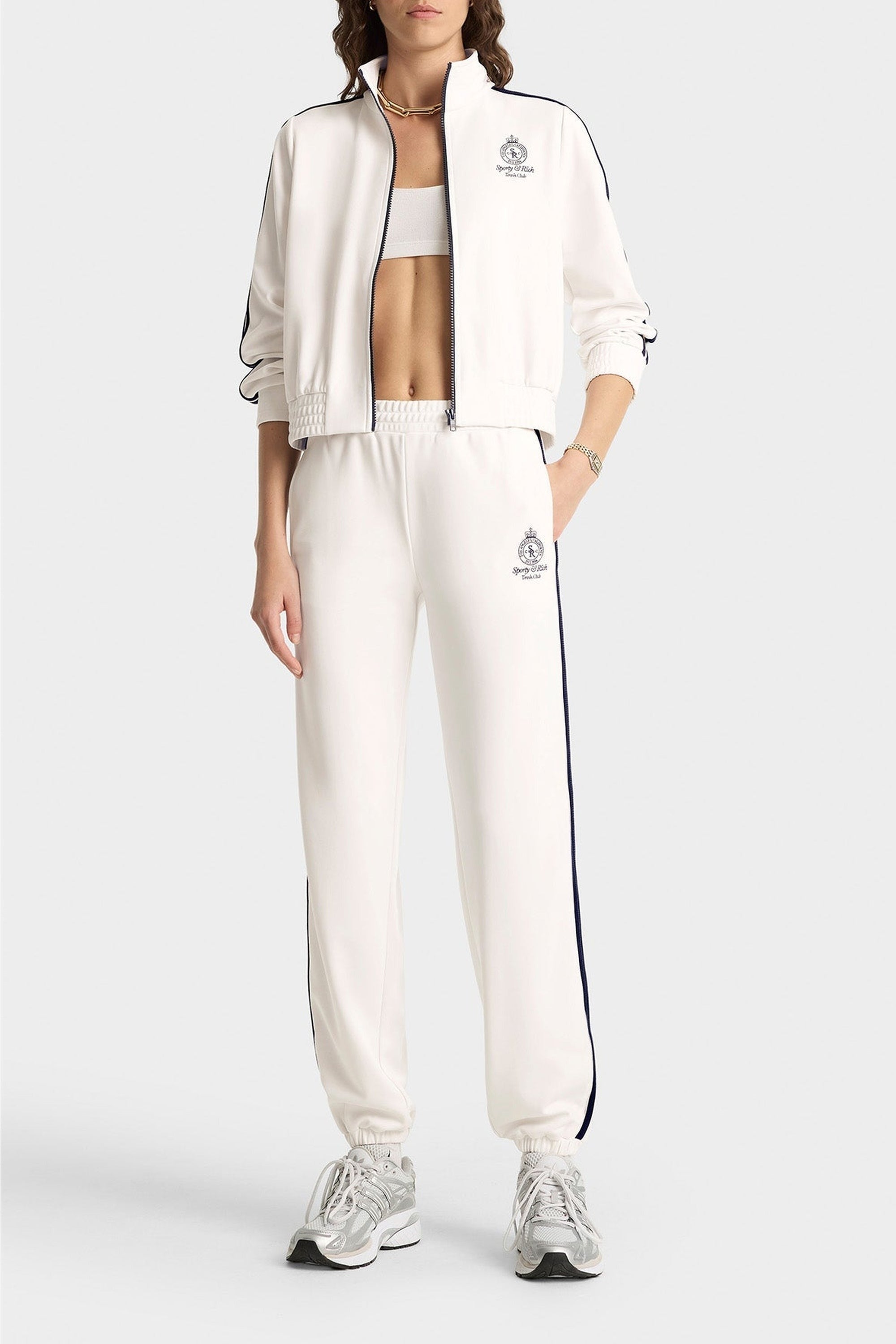 Pantalon de survêtement Crown Tennis à liseré - White