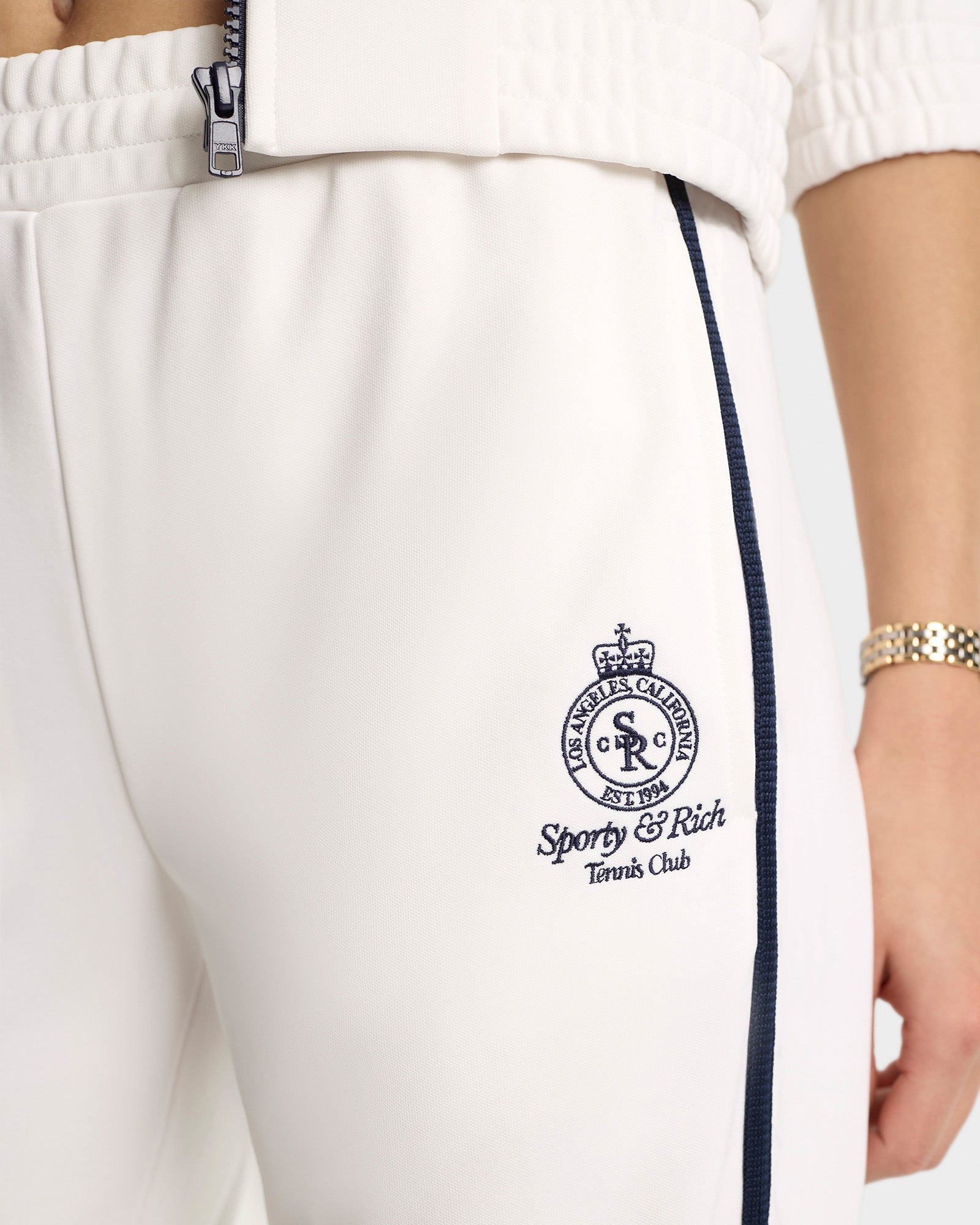 Pantalon de survêtement Crown Tennis à liseré - White