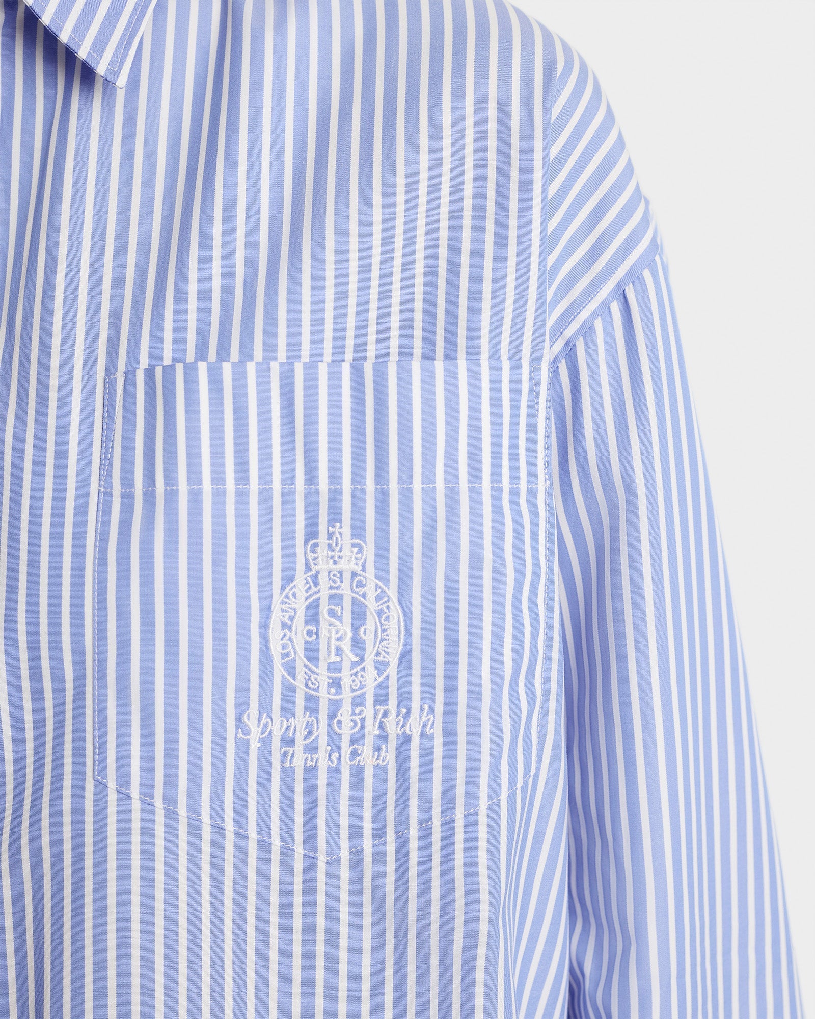 Chemise Crown Tennis oversize à rayures - Light Blue Striped