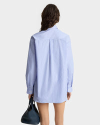 Chemise Crown Tennis oversize à rayures - Light Blue Striped