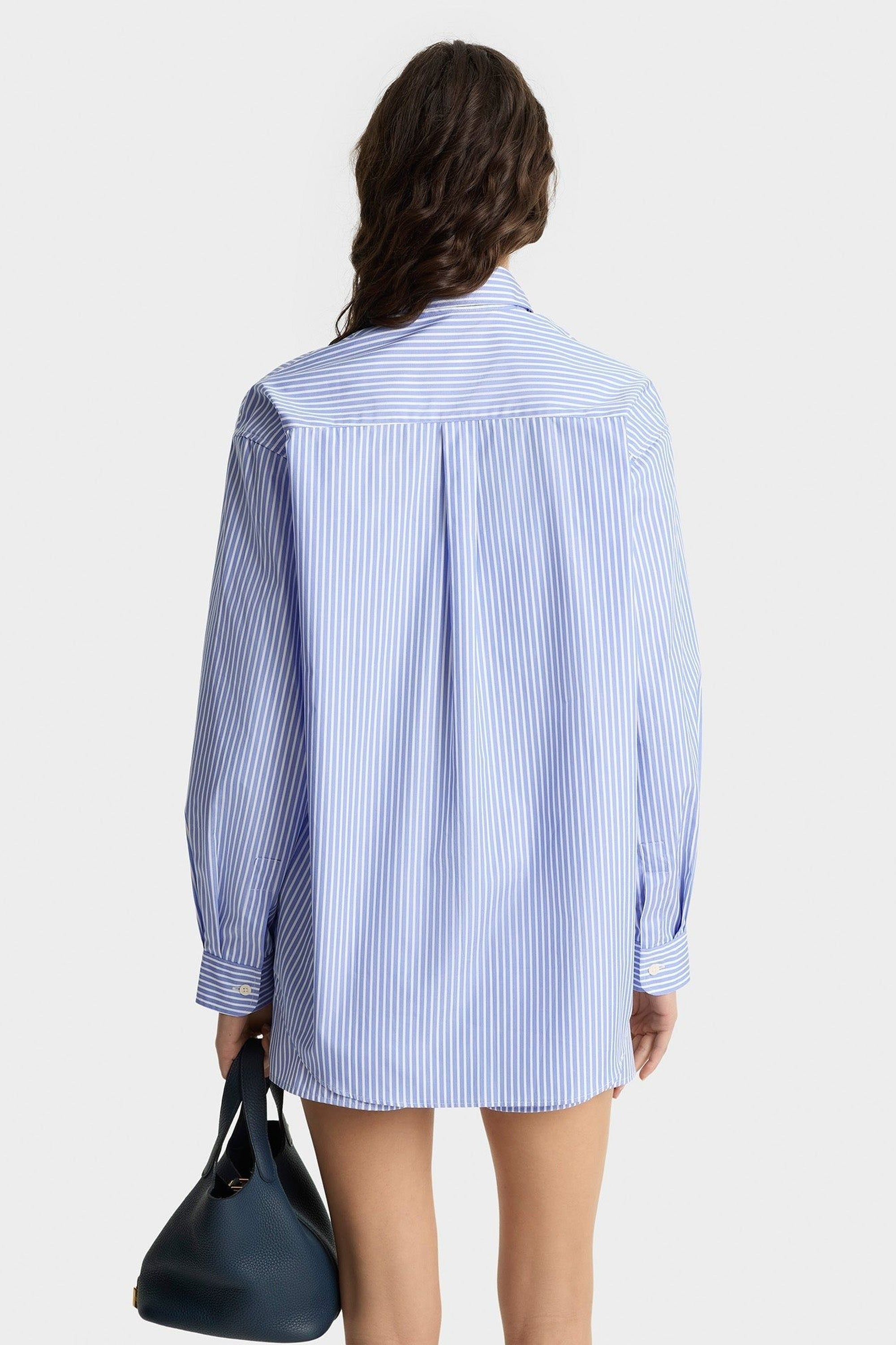 Chemise Crown Tennis oversize à rayures - Light Blue Striped