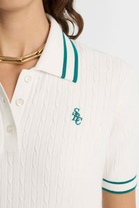 Polo SRC avec logo en maille - White & Alpine