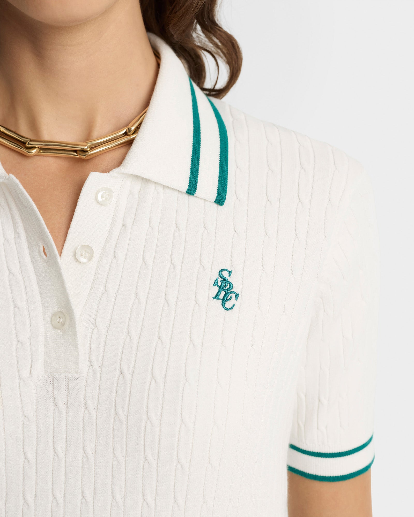 Polo SRC avec logo en maille - White & Alpine