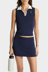 Polo SRC sans manches avec logo - Dark Navy & White