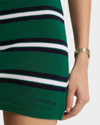 Striped silk Script skirt - Alpine White & Navy