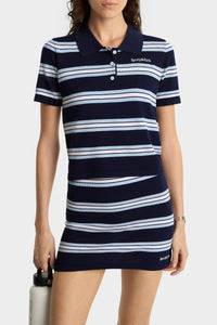 Polo Script rayé en soie - Navy & White & Blue