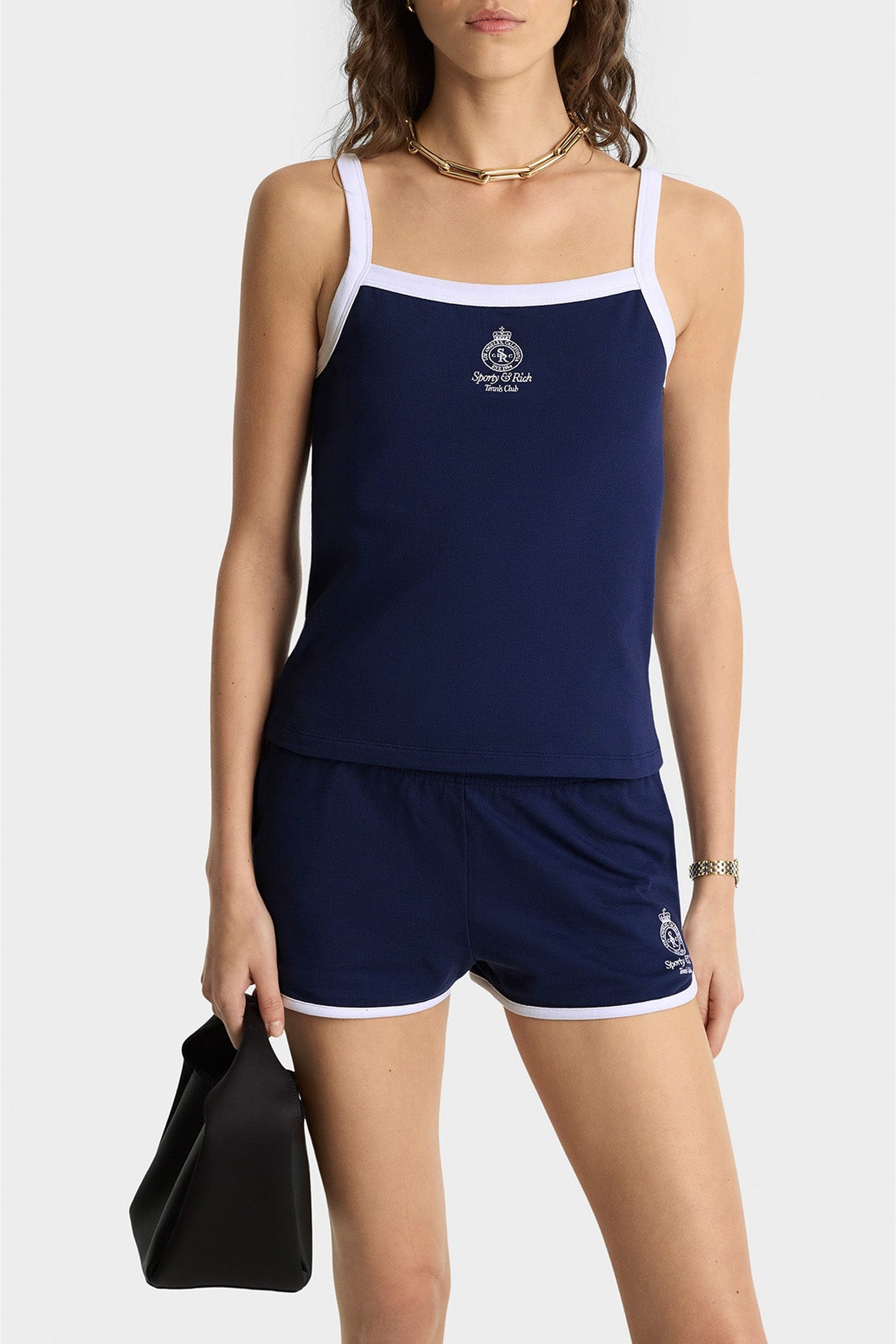 Débardeur Crown Tennis à liseré - Dark Navy & White