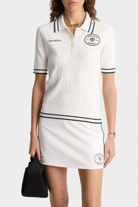 Polo Eden Crest à manches courtes en maille - White & Dark Navy