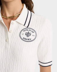 Polo Eden Crest à manches courtes en maille - White & Dark Navy