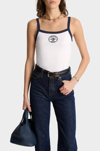 Eden Crest tank top with embroidery - White & Dark Navy