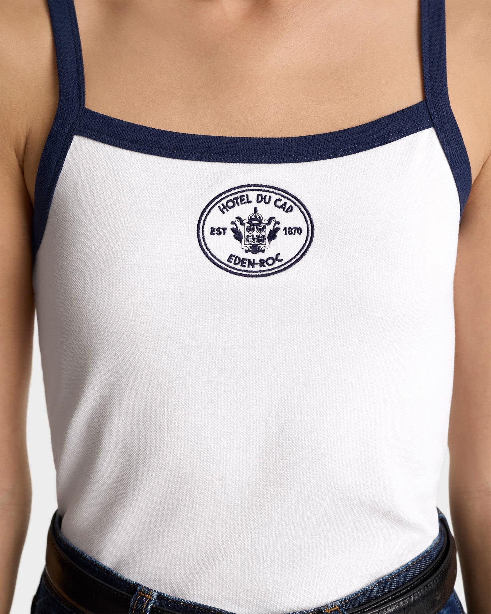 Débardeur Eden Crest à broderie - White & Dark Navy