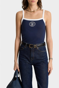 Eden Crest tank top with embroidery - Dark Navy & White