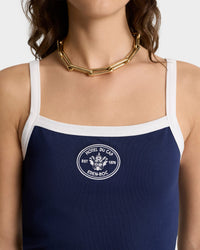Eden Crest tank top with embroidery - Dark Navy & White