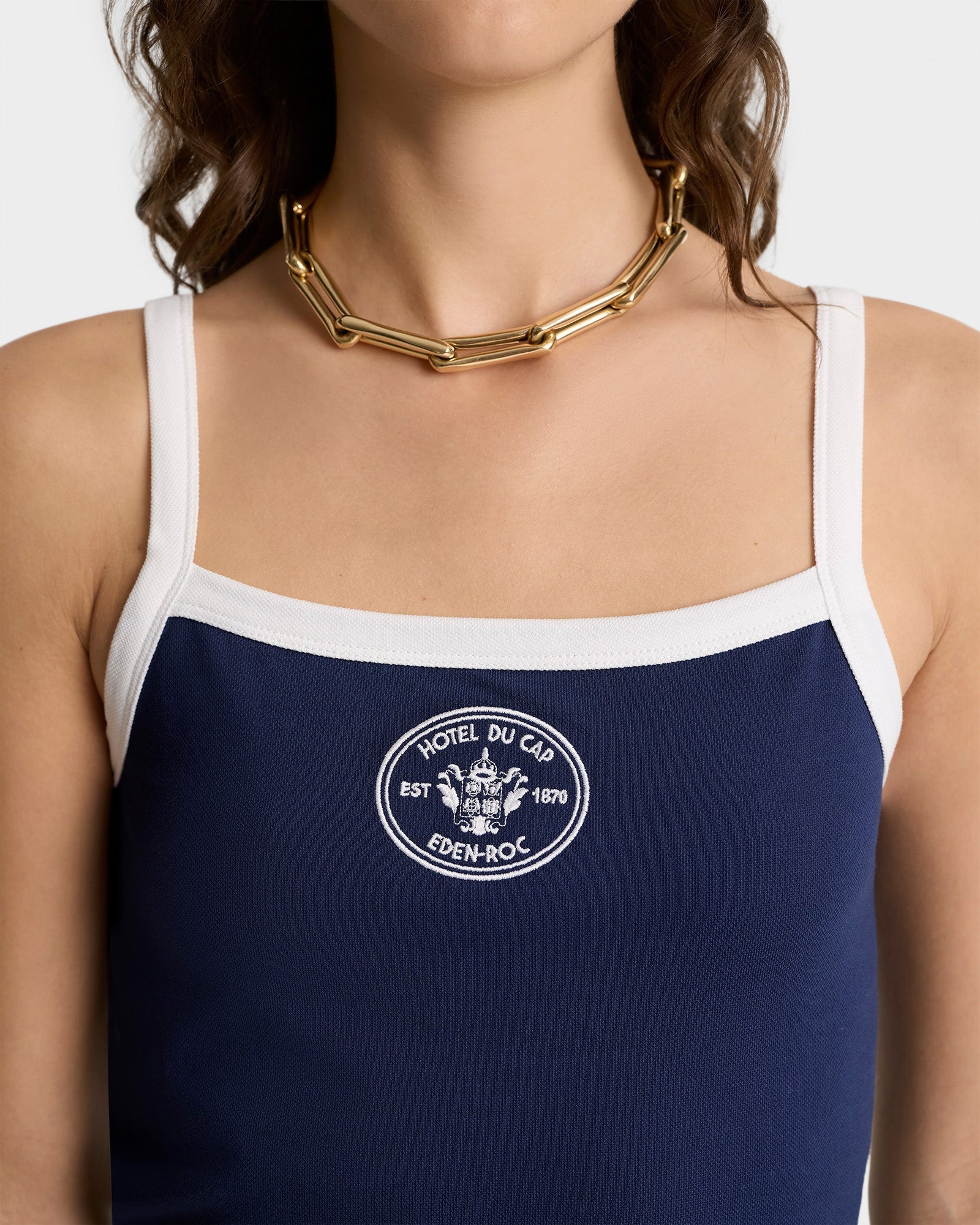 Eden Crest tank top with embroidery - Dark Navy & White