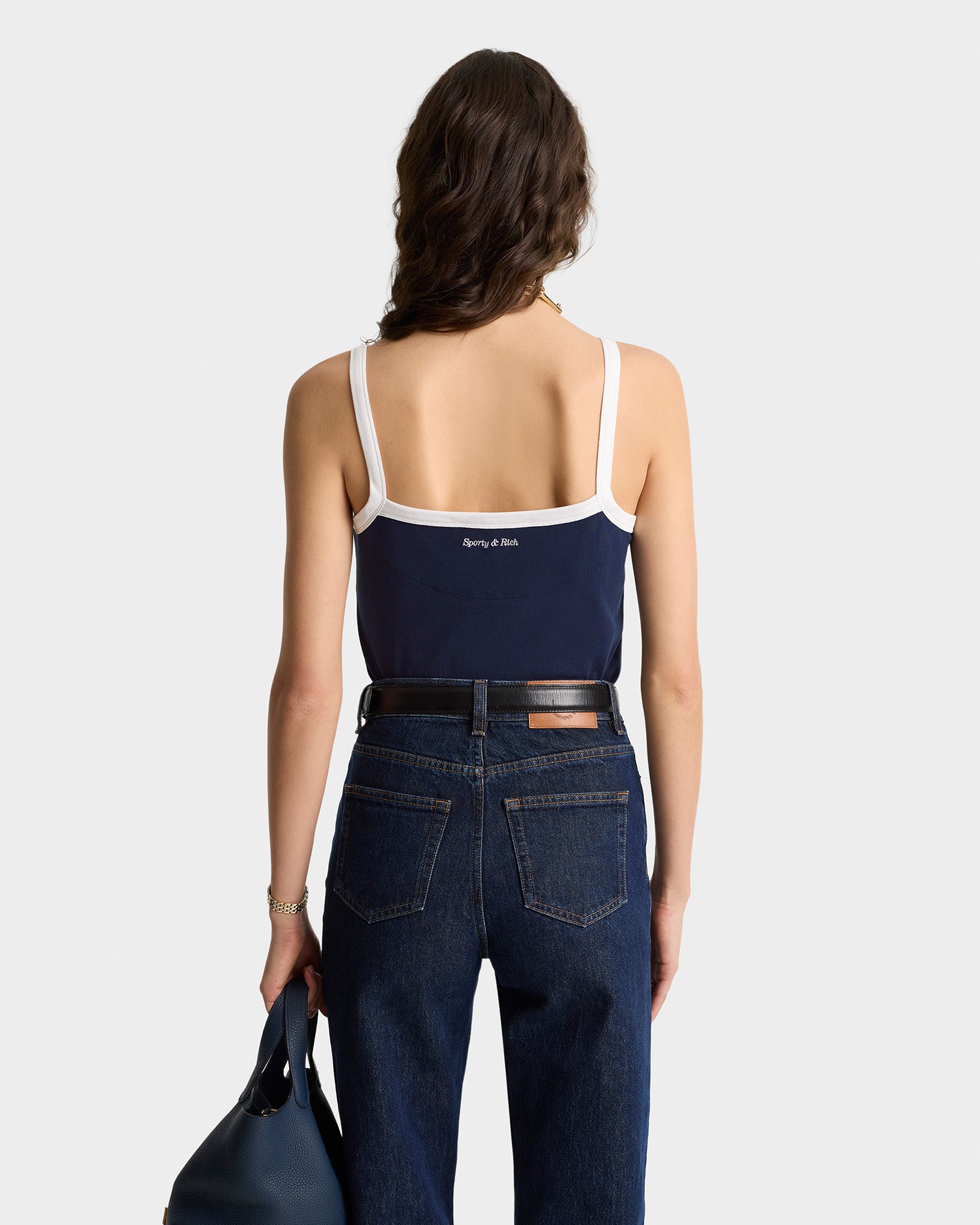 Eden Crest tank top with embroidery - Dark Navy & White
