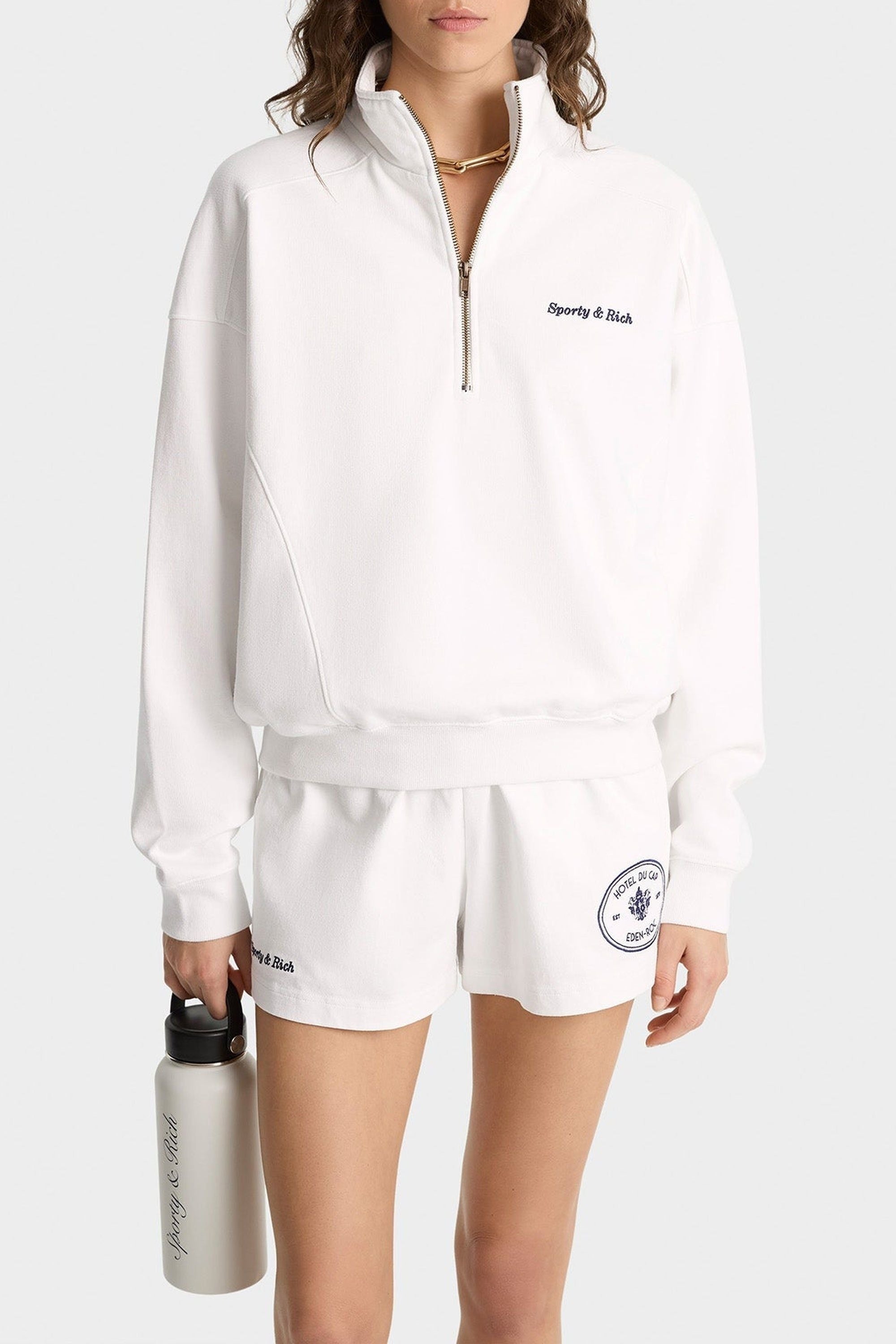 Pull à col zippé Eden Crest - Blanc