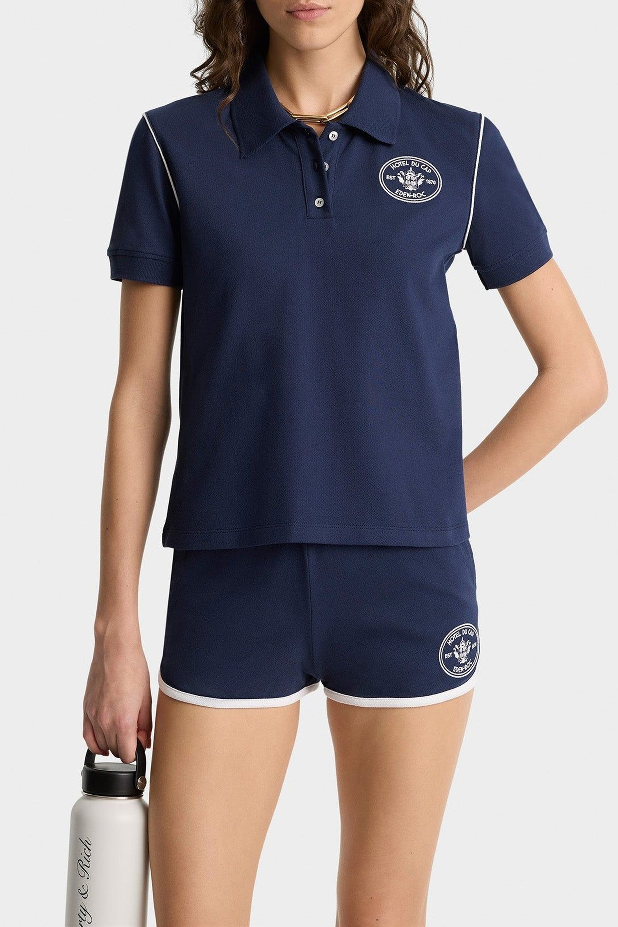 Eden Crest Embroidered Pique Polo - Navy & White