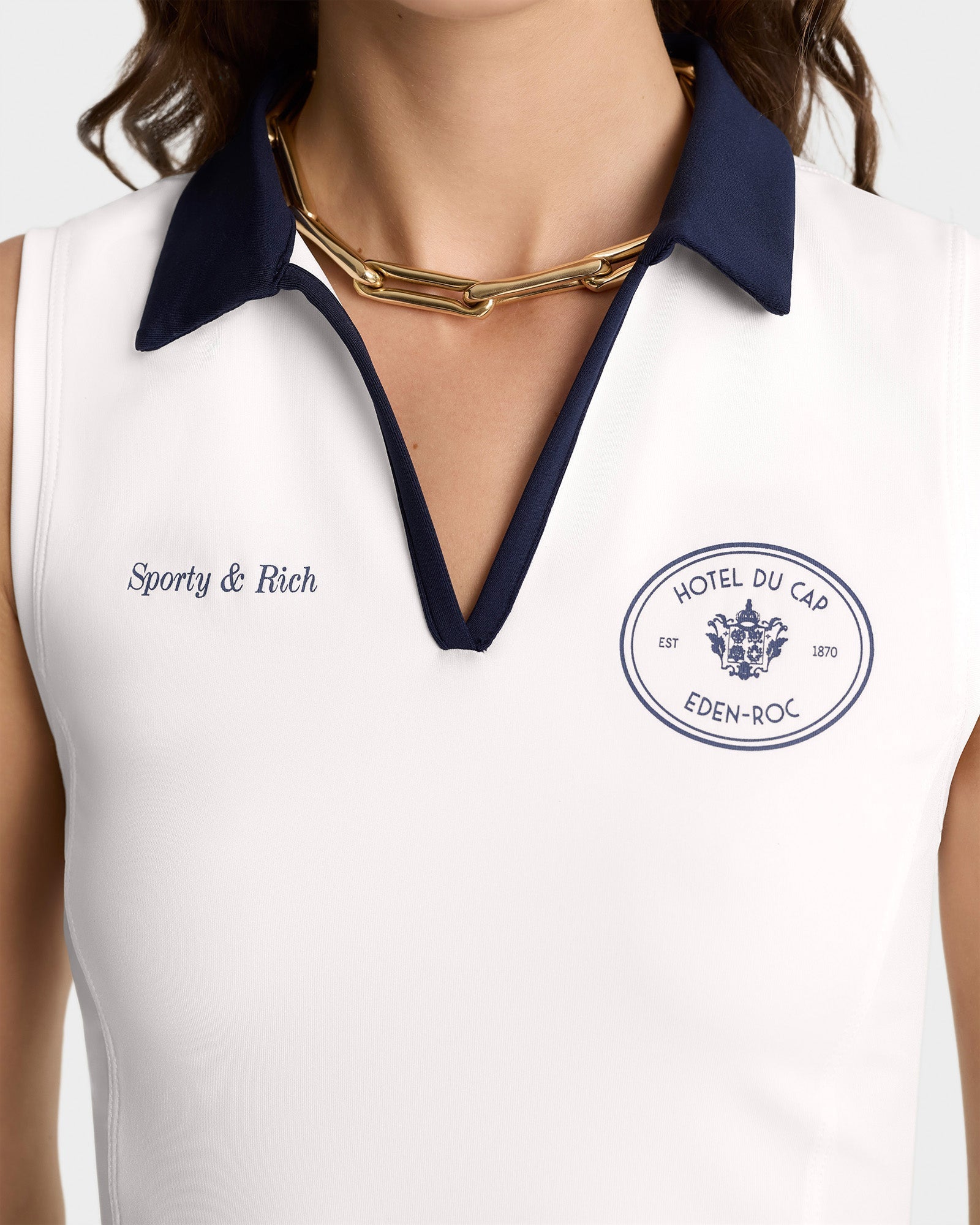 Polo Eden Crest sans manches avec logo - White & Dark Navy