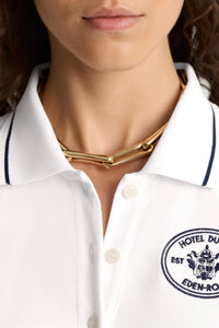 Robe polo Eden Crest en piqué - White & Dark Navy