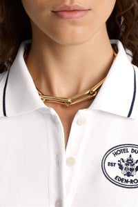 Eden Crest pique polo dress - White & Dark Navy
