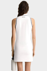 Robe polo Eden Crest en piqué - White & Dark Navy