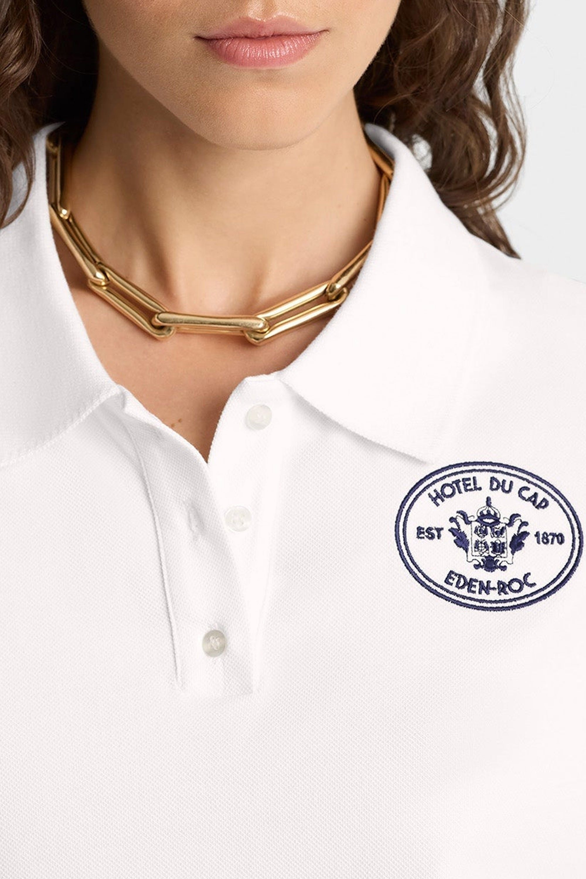 Polo Eden Crest à broderie - White & Dark Navy