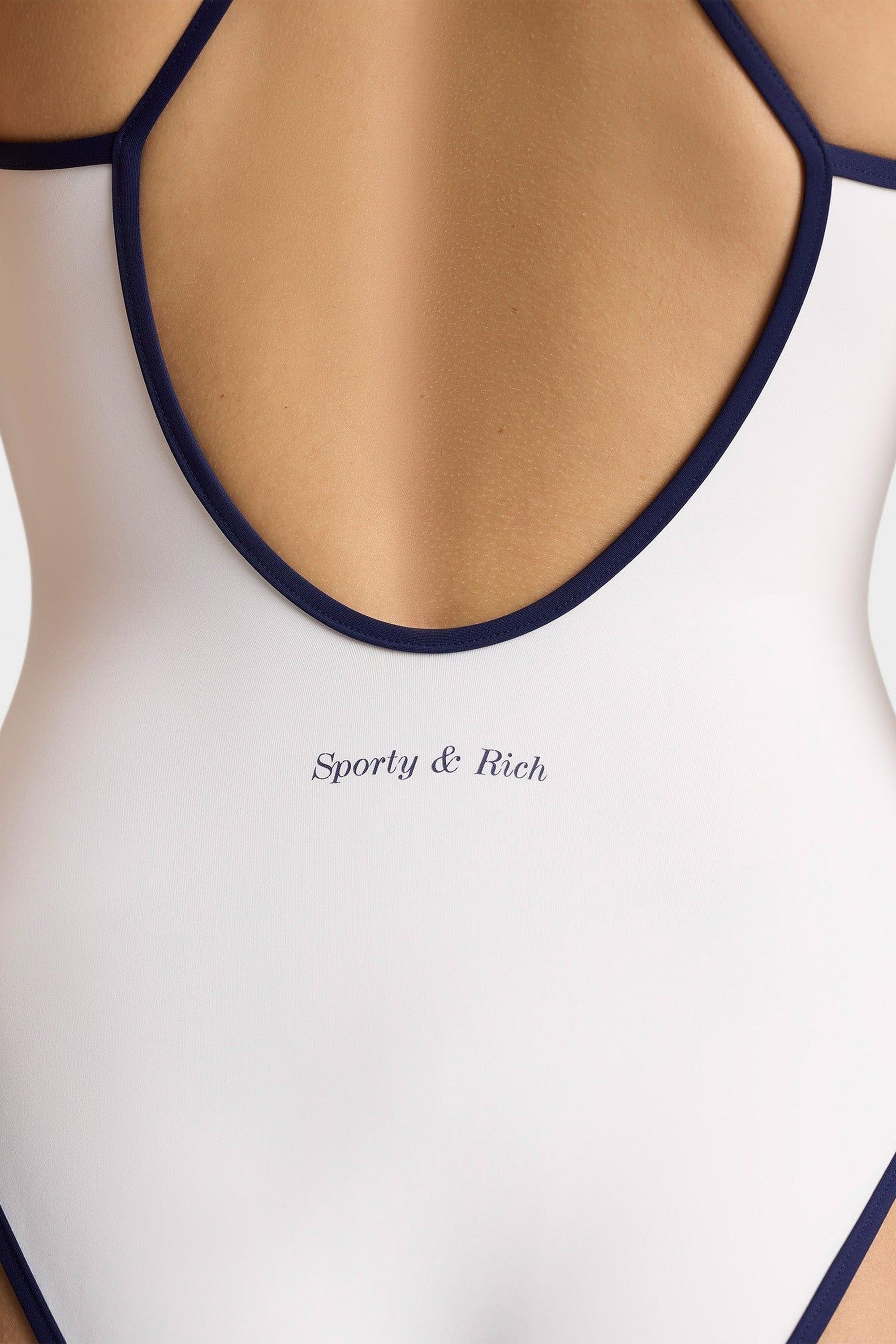 Eden Crest One-Piece Swimsuit - White & Dark Navy Blue
