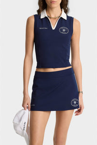 Jupe Eden Crest à liseré - Dark Navy & White