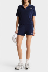Polo Eden Script brodé en velours - Dark Navy