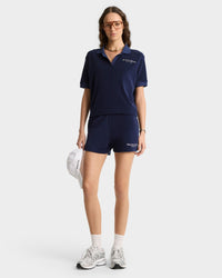 Eden Script Terry Polo Women - Navy & White