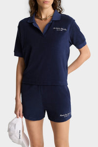 Polo Eden Script brodé en velours - Dark Navy