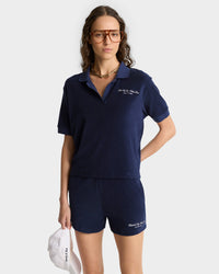 Eden Script Terry Polo Women - Navy & White