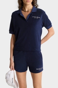 Polo Eden Script en éponge - Bleu Marine & Blanc