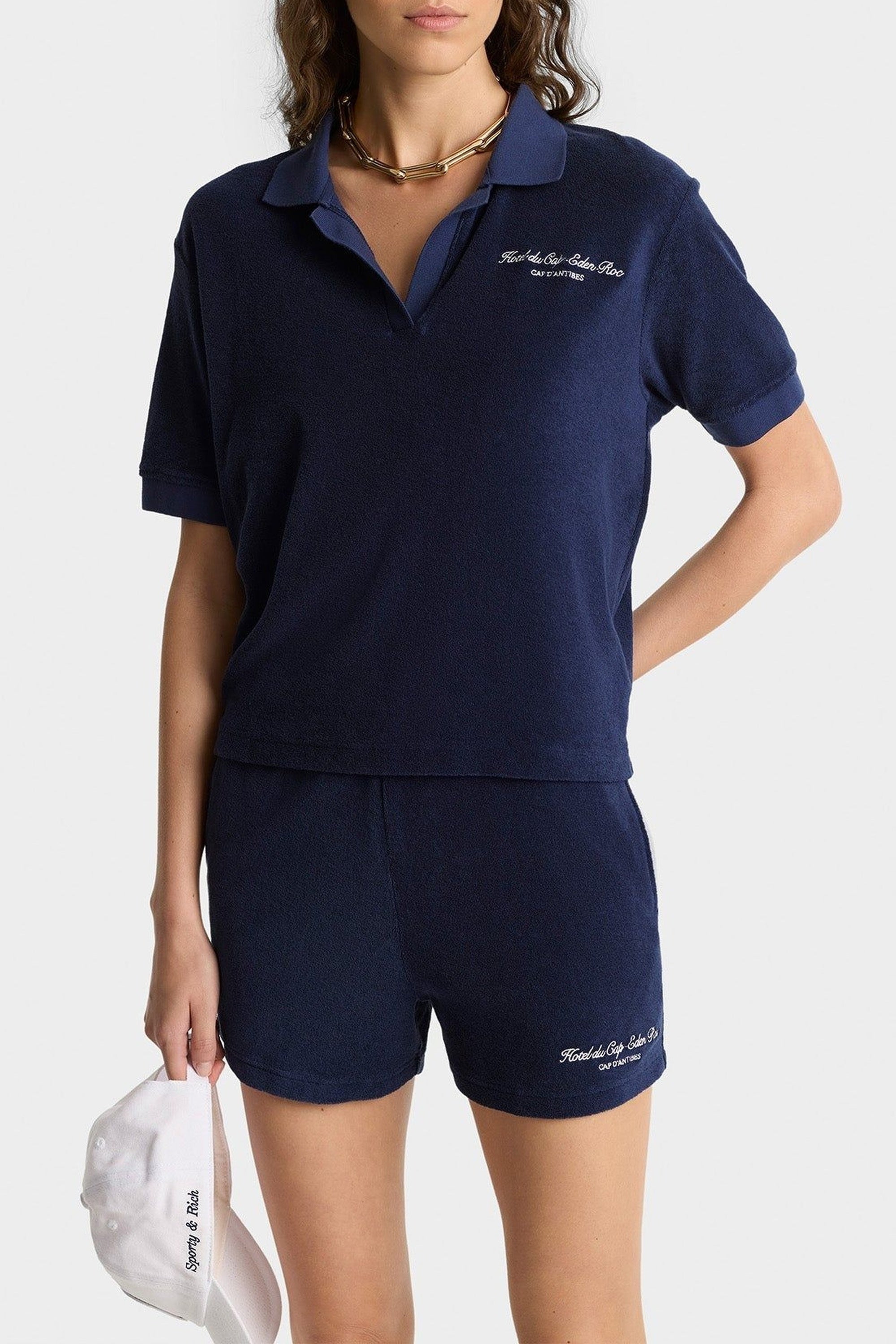 Polo Eden Script en éponge - Bleu Marine & Blanc