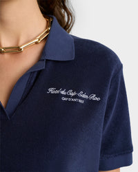 Polo Eden Script brodé en velours - Dark Navy