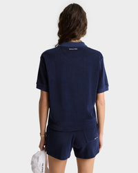 Eden Script Terry Polo Women - Navy & White