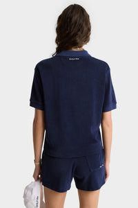 Polo Eden Script en éponge - Bleu Marine & Blanc
