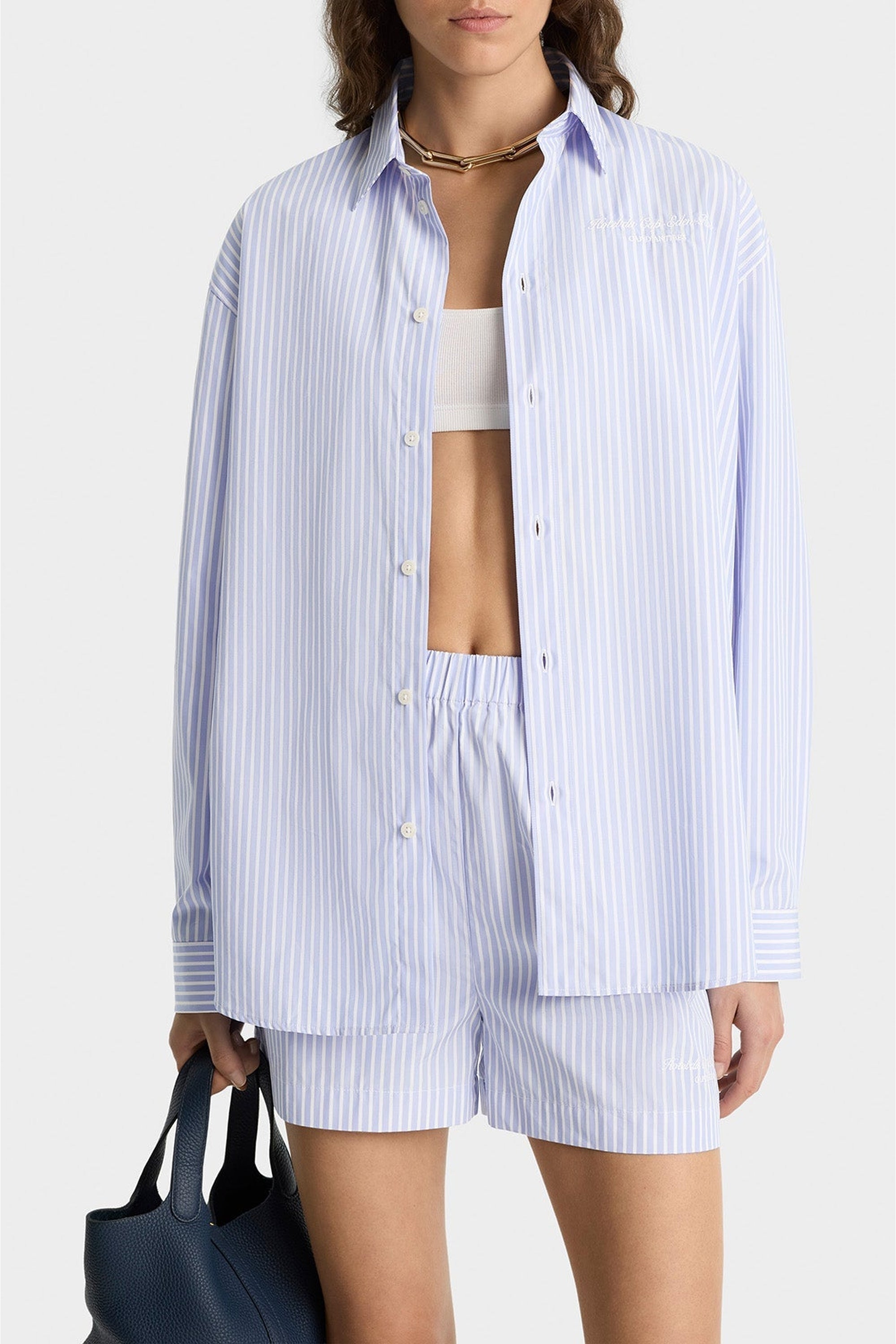 Chemise Eden Script oversize à rayures - Blue & White Stripe