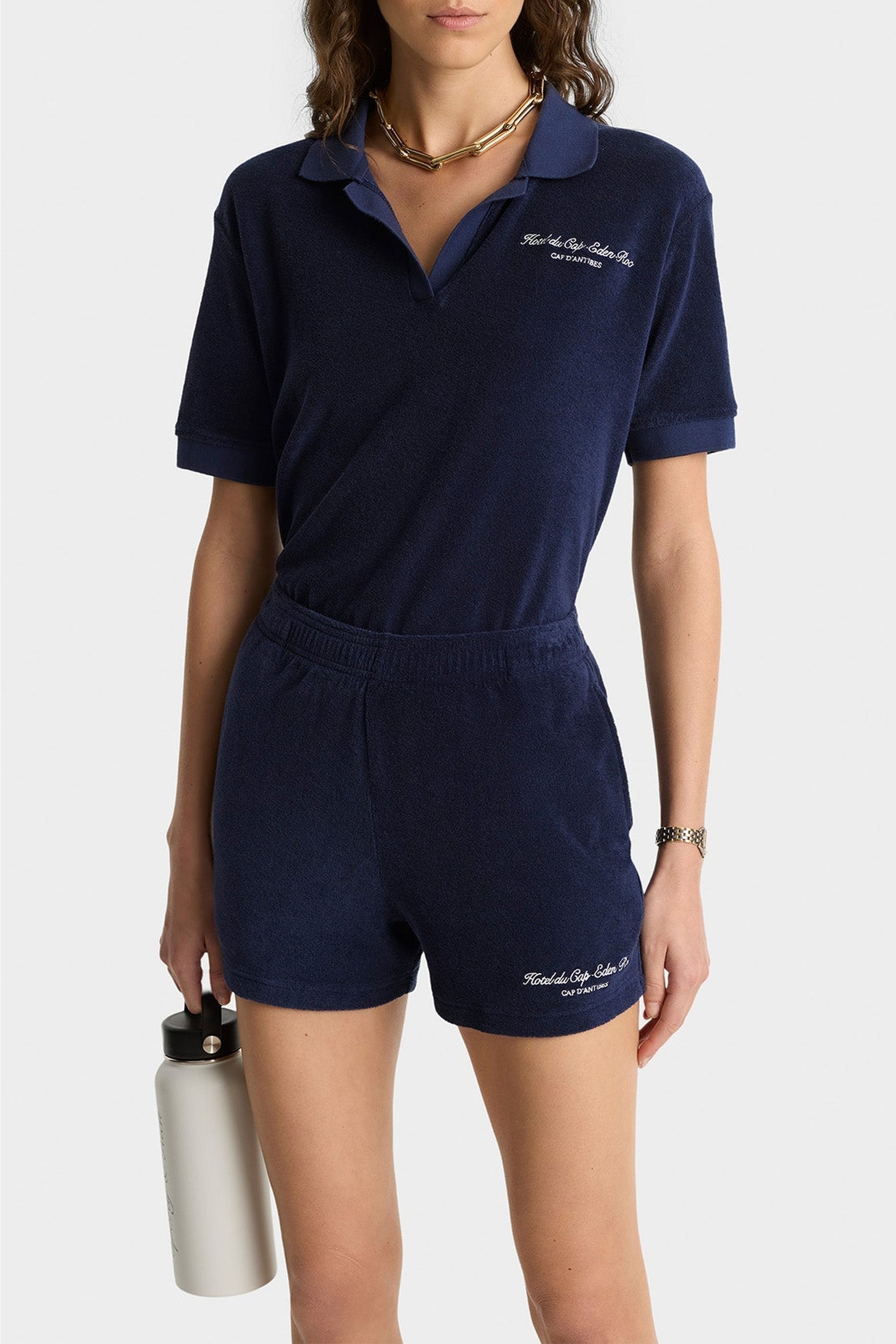 Short Eden Script en velours - Dark Navy