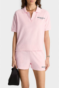 Polo Eden Script brodé en velours - Pink Dolphin