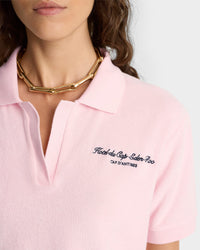 Polo Eden Script brodé en velours - Pink Dolphin