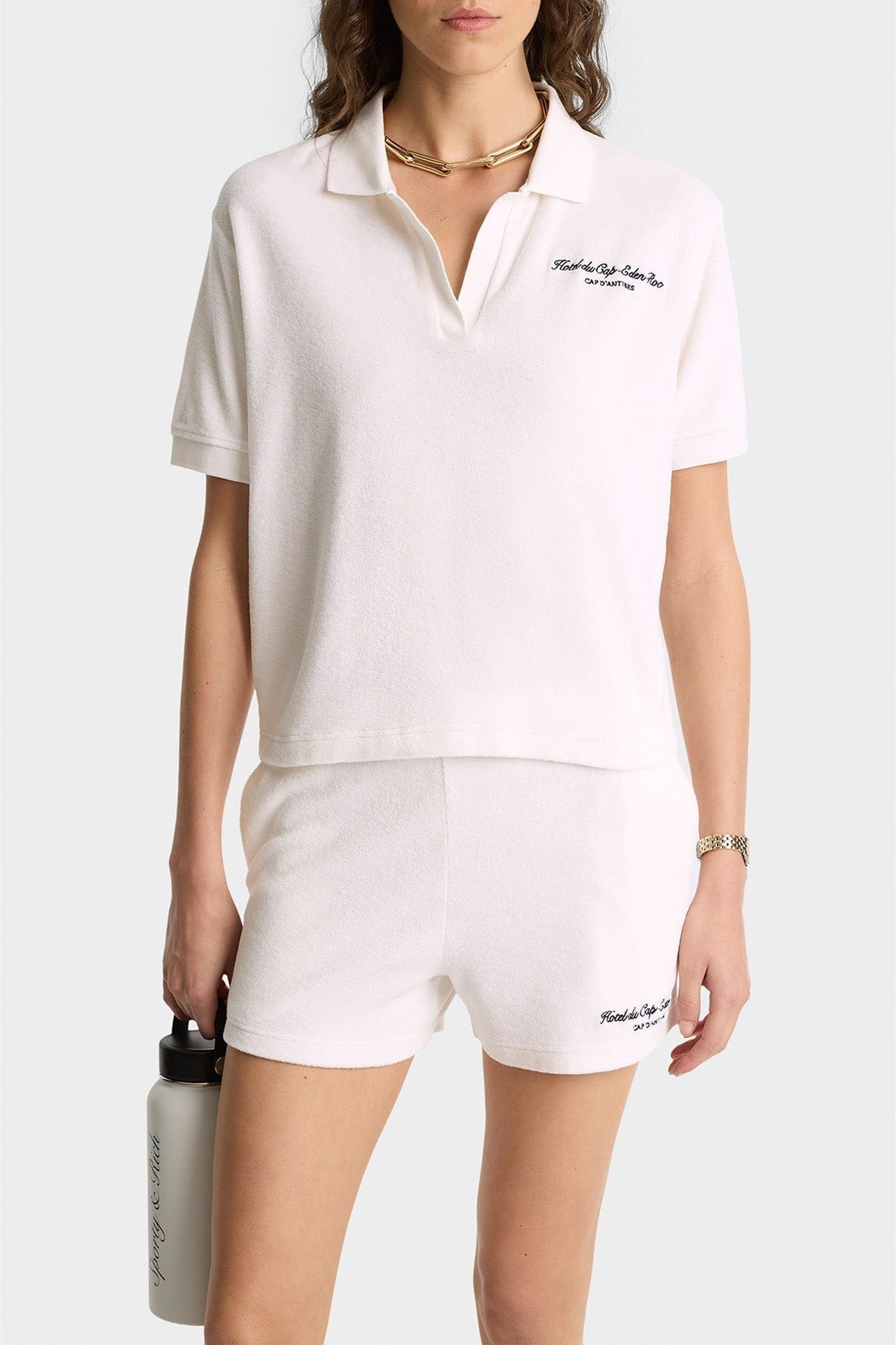 Polo Eden Script brodé en velours - White