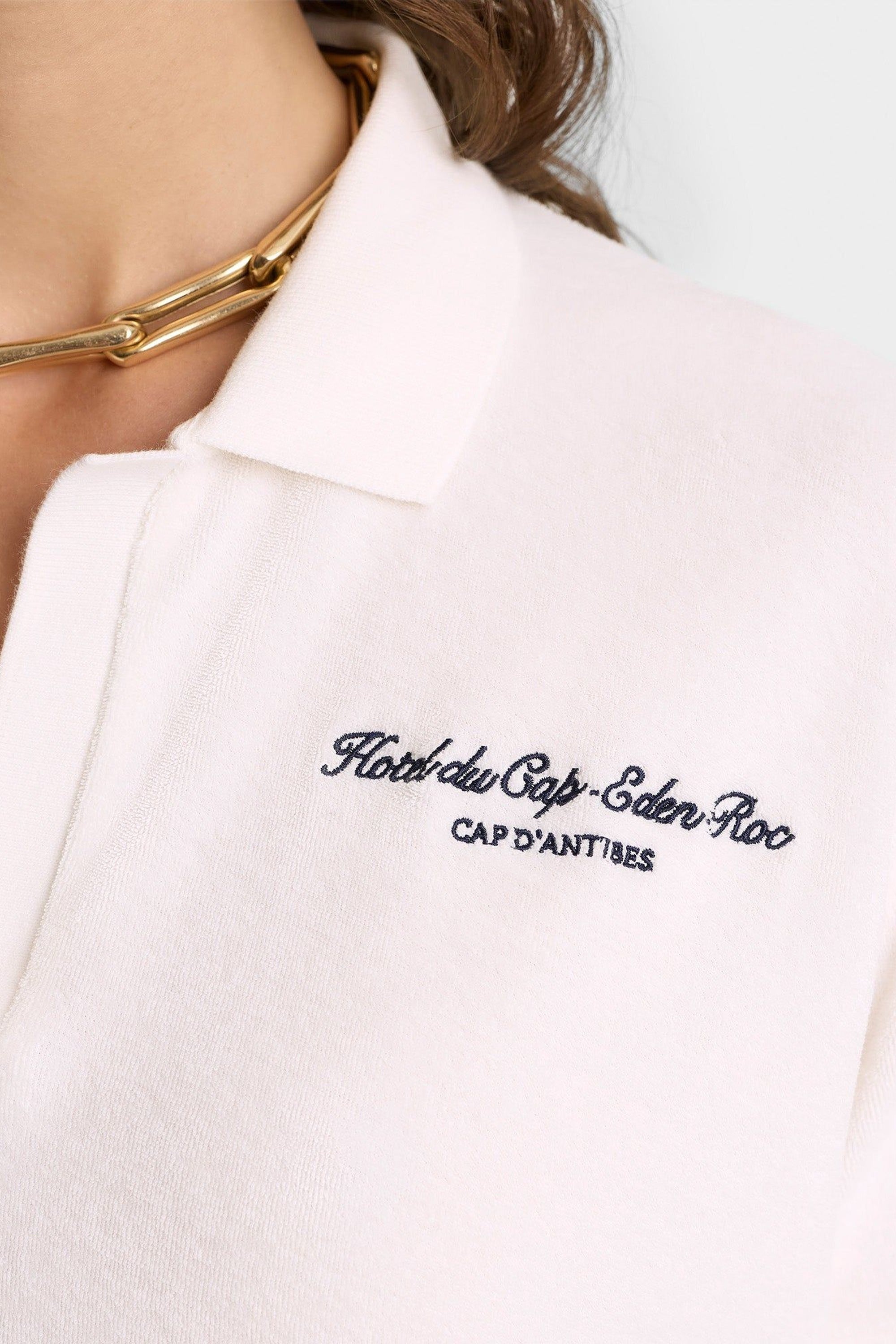Polo Eden Script brodé en velours - White