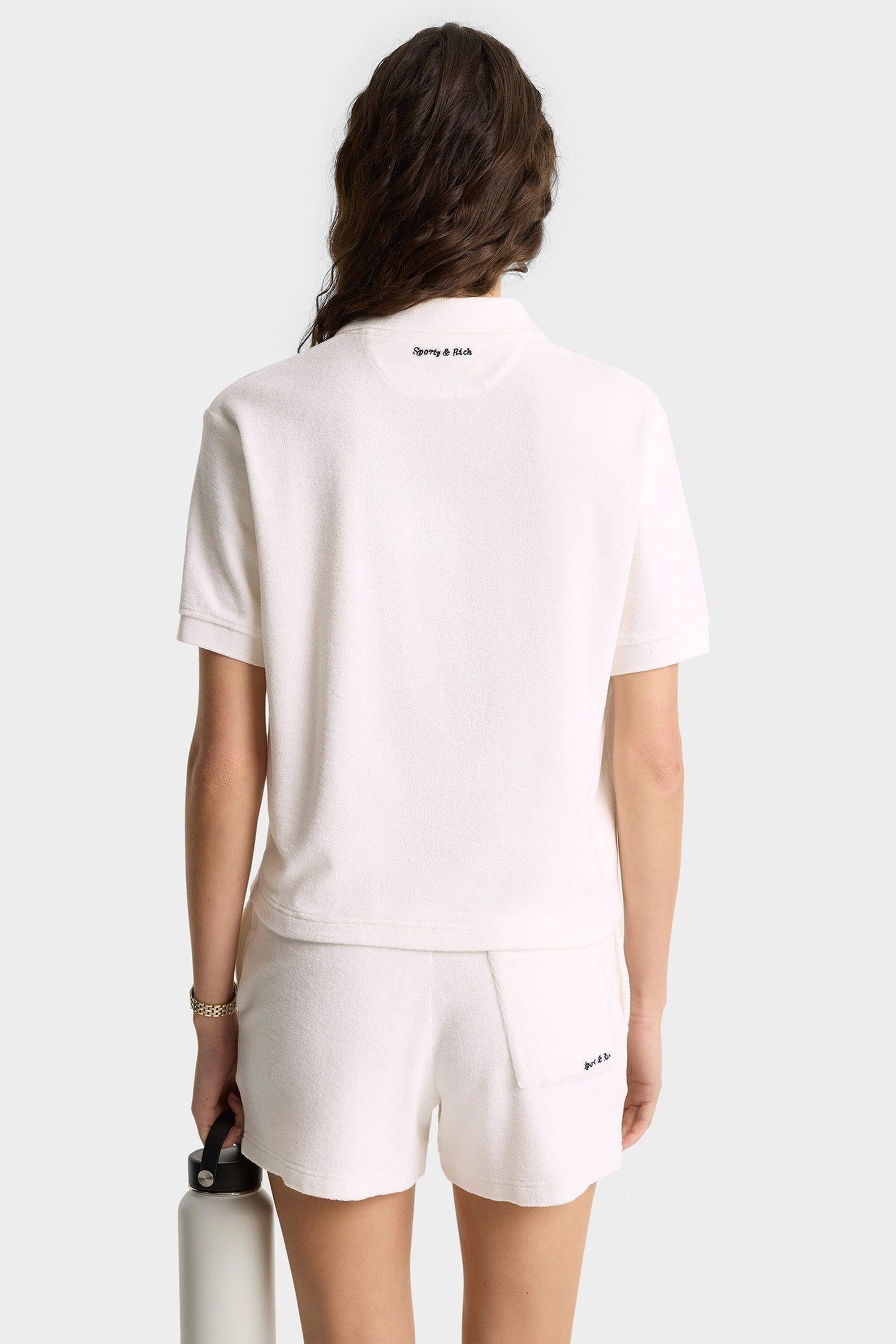 Polo Eden Script brodé en velours - White