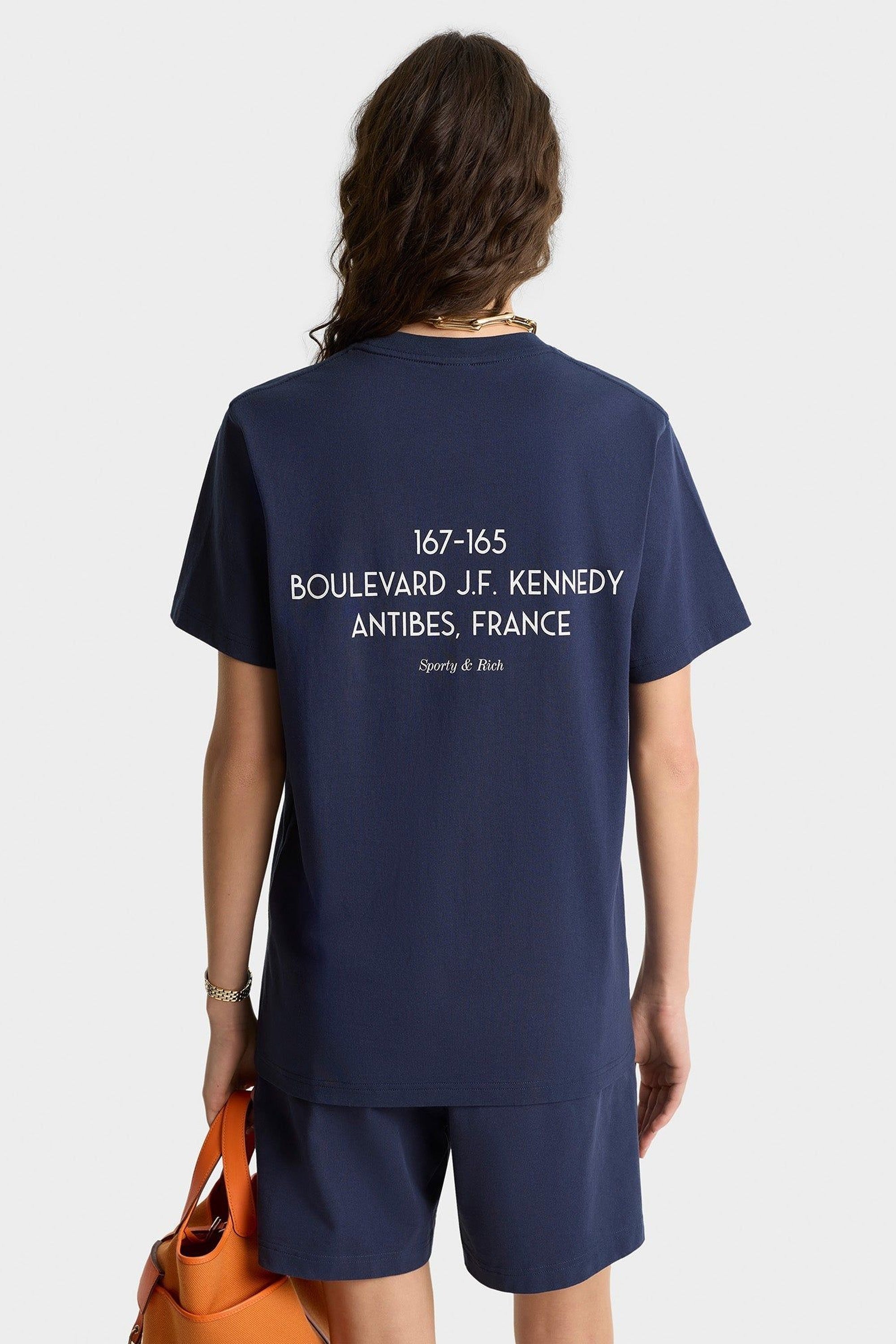 Kennedy Crest T-Shirt - Navy & White