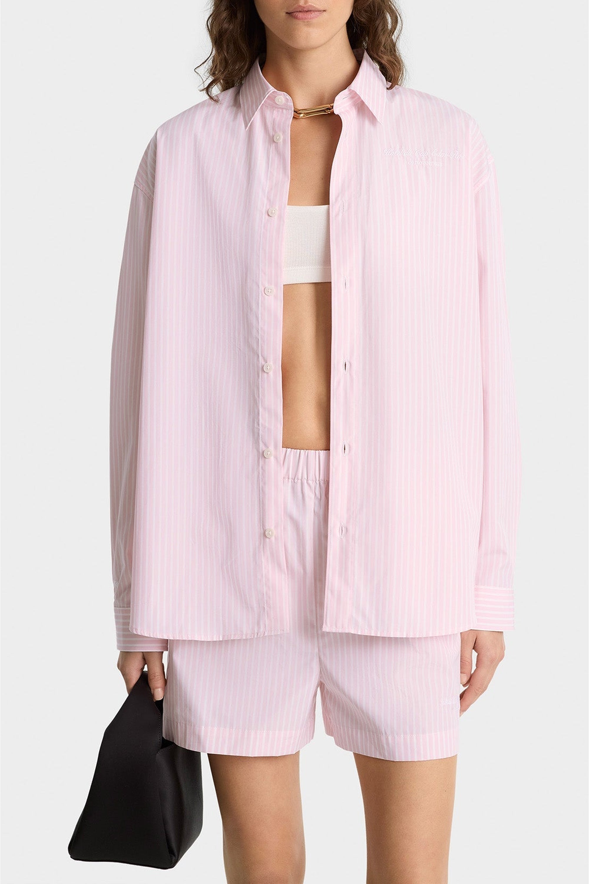 Chemise Eden Script oversize à rayures - Pink & White Stripe